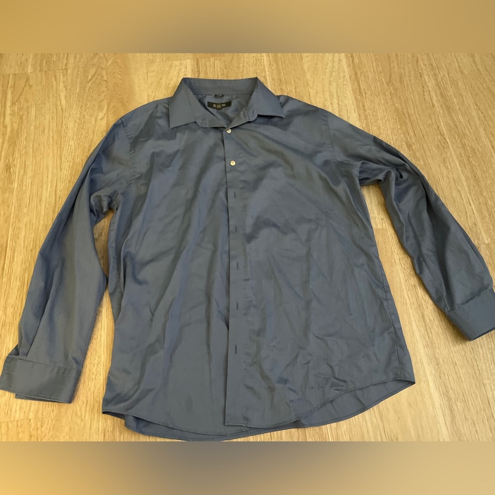 Kenneth Cole Men's Casual Blue Button Down Shirt